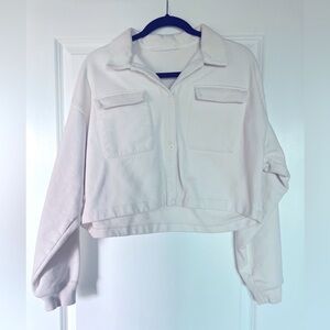 Alo Cream Utility Jacket with Cropped Style and Collar